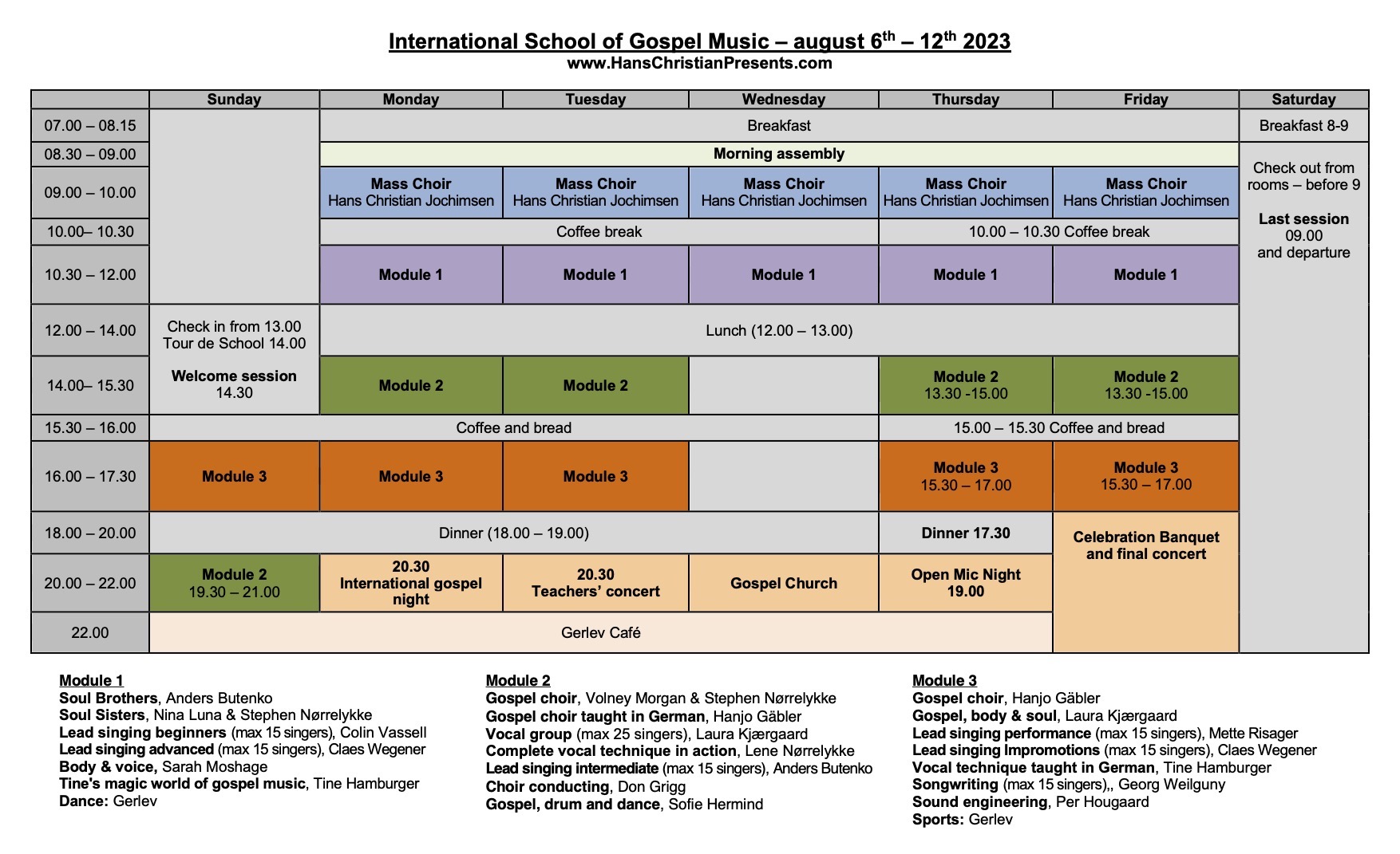 ISGM schedule 2023 | Gerlev Idrætshøjskole